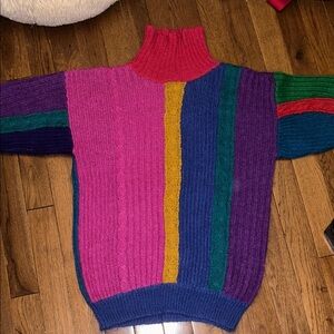 MarieaKim Vintage Colorful Striped Women's Sweater